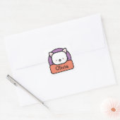 Leuke witte Cartoon kat gepersonaliseerd Vierkante Sticker (Envelop)