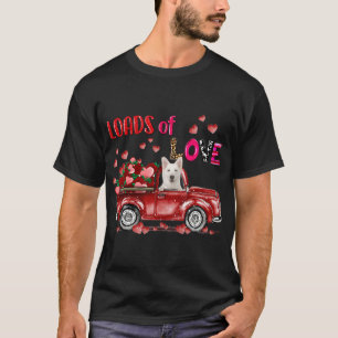 Leuke witte Duitse herder hond rijden rode vrachtw T-shirt