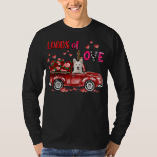 Leuke witte Duitse herder hond rijden rode vrachtw T-shirt