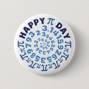 Leuke witte en blauwe gelukkige Pi-dag rond Ronde Button 5,7 Cm