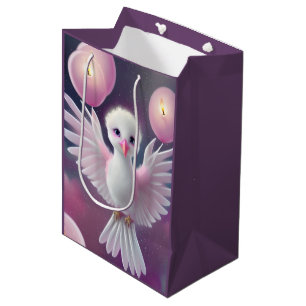 Leuke Witte en Roze Baby Vogel Verjaardag Medium Cadeauzakje