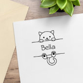 Leuke witte kat aangepaste naam 	rubberstempel