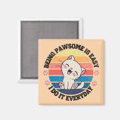 Leuke witte Kawaii kat Magneet (Voorkant / Achterkant)