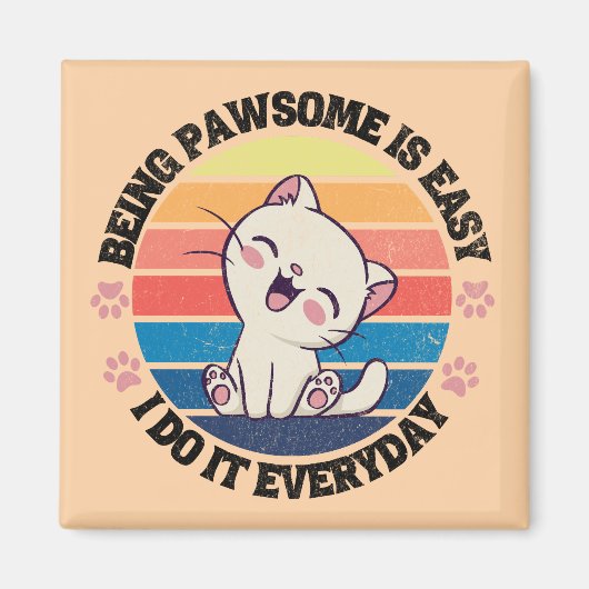 Leuke witte Kawaii kat Magneet (Voorkant)