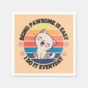 Leuke witte Kawaii kat Servet