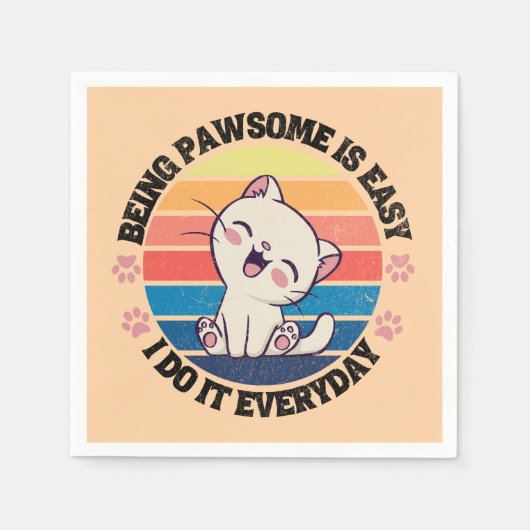Leuke witte Kawaii kat Servet (Voorkant)