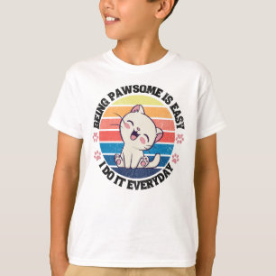 Leuke witte Kawaii kat T-shirt