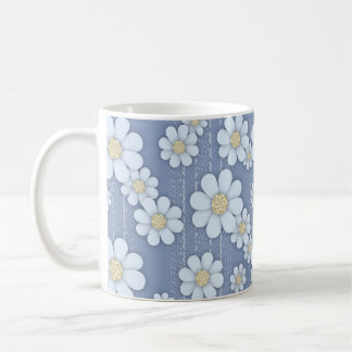 Leuke witte madeliefjes op blauwe madeliefje koffiemok