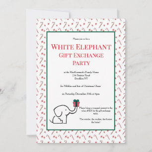 Leuke Witte Olifant Cadeau Uitwisseling Feestelijk Kaart