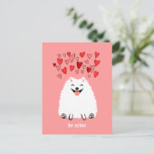 Leuke Witte Pomeranian Valentijn is Mijn Feestdagenkaart (Staand voorkant)