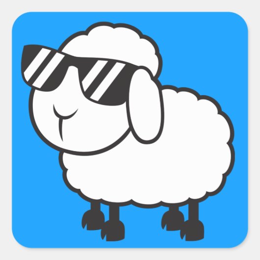 Leuke witte schapen Cartoon Vierkante Sticker (Voorkant)