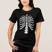 Leuke Witte Skeleton Rib Botten & Skull Halloween Tri-Blend Shirt (Voorkant)