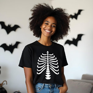 Leuke Witte Skeleton Rib Botten & Skull Halloween Tri-Blend Shirt