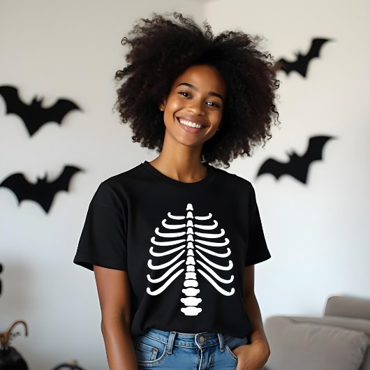 Leuke Witte Skeleton Rib Botten & Skull Halloween Tri-Blend Shirt