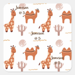 Leuke witte Speelgoed Dierlijke Cactus Camel Llama Vierkante Sticker