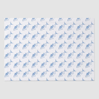 Leuke witte tonijn Vis in Egeïsche Blauw en Wit Tissuepapier
