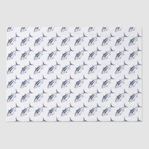Leuke witte tonijn Vis in marien blauw en wit Tissuepapier