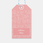 Leuke witte wilde bloemen patroon monogram cadeaulabel (Achterkant)