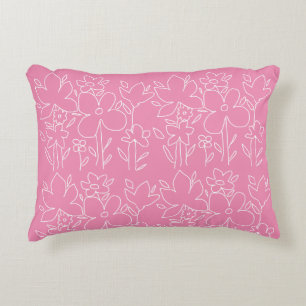 Leuke witte wilde bloemen patroon roze accent kussen