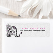 Leuke witte & zwarte bloemenolifant roze accenten etiket (Insitu)