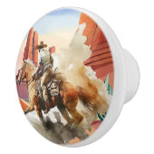 Leuke woestijn cactus paardrijden cowboy keramische knop (Rechts)