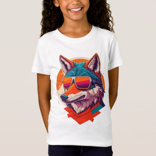 LEUKE WOLF MET ZONNEGLAS. T-SHIRT (Voorkant)