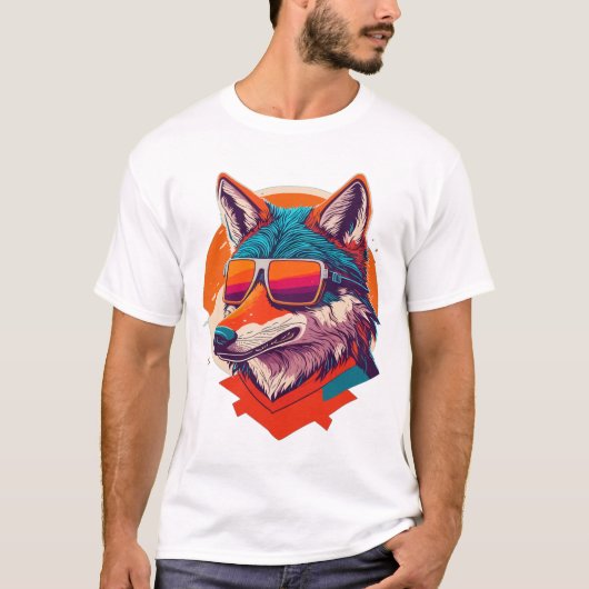 LEUKE WOLF MET ZONNEGLAS. T-SHIRT (Voorkant)