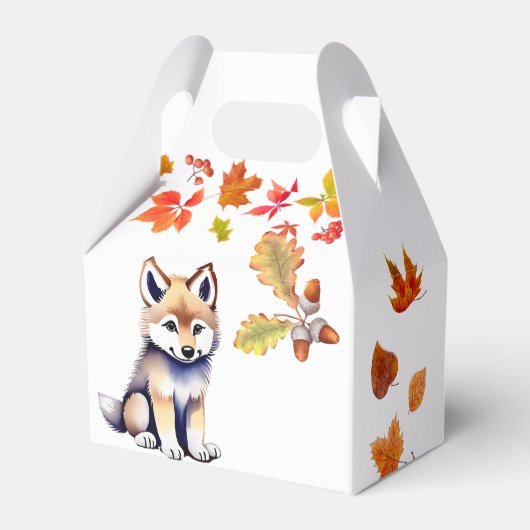 Leuke wolf welp wild een bosrijke verjaardagsfeest bedankdoosjes (Achterkant)