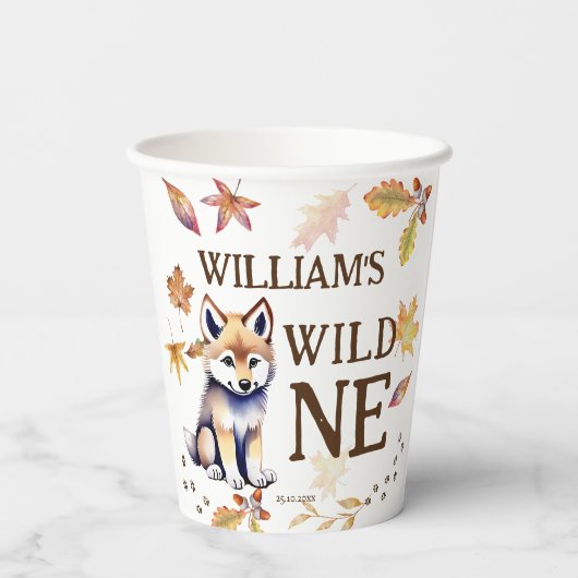 Leuke wolf welp wild een bosrijke verjaardagsfeest papieren bekers (Achterkant)