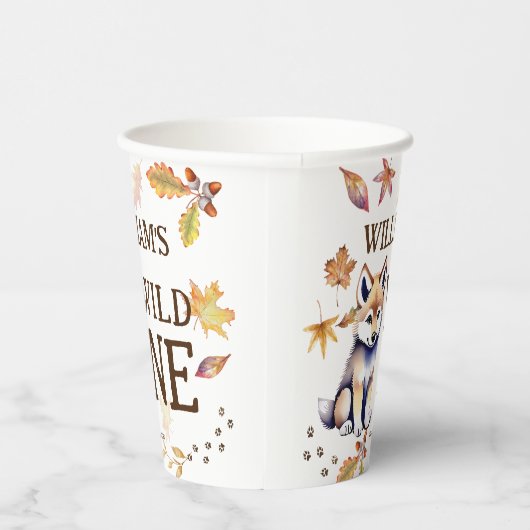 Leuke wolf welp wild een bosrijke verjaardagsfeest papieren bekers (Rechts)