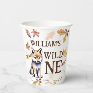 Leuke wolf welp wild een bosrijke verjaardagsfeest papieren bekers