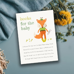 Leuke Woodland Fun Fox boeken voor Baby shower Informatiekaartje