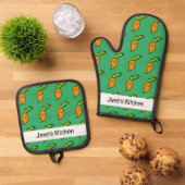 Leuke wortel (naam) ovenwant & pannenlap set (Top down)