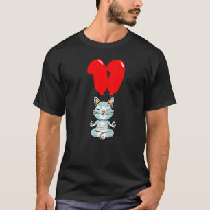 Leuke yogakat 11e verjaardag Kinder ballonfeest T-shirt
