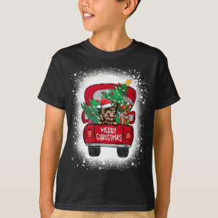 Leuke Yorkie rode vrachtwagen Merry Christmas gebl T-shirt