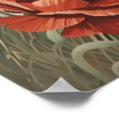 Leuke Yorkshire Terrier Botanische rode papaver Poster (Hoek)