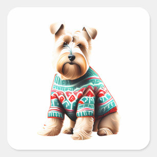 Leuke Zachte Gecoate Wheaten Terrier Kersttrui Vierkante Sticker
