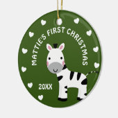 Leuke Zebra Baby's 1e Eerste Kerstcadeau Cirkel Keramisch Ornament (Links)