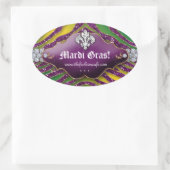 Leuke Zebra Fleur de lis Mardi Gras Party Ovale Sticker (Tas)