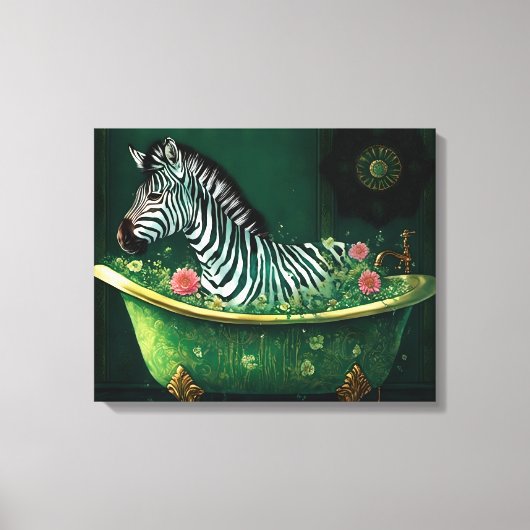 Leuke Zebra in een bad Canvas Afdruk (Voorkant)