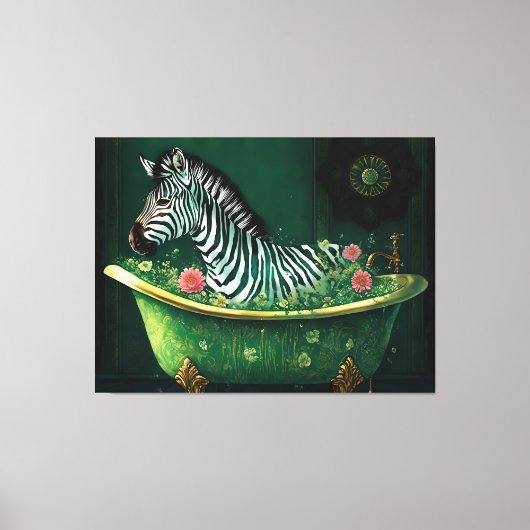 Leuke Zebra in een bad Canvas Afdruk (Voorkant)