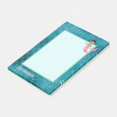 Leuke Zeemeermin in Roze met Aqua Scales Post-it® Notes (Schuin)