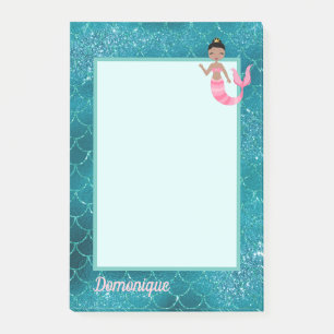 Leuke Zeemeermin in Roze met Aqua Scales Post-it® Notes