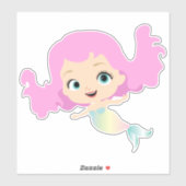 Leuke zeemeermin met roze haar sticker (Vel)