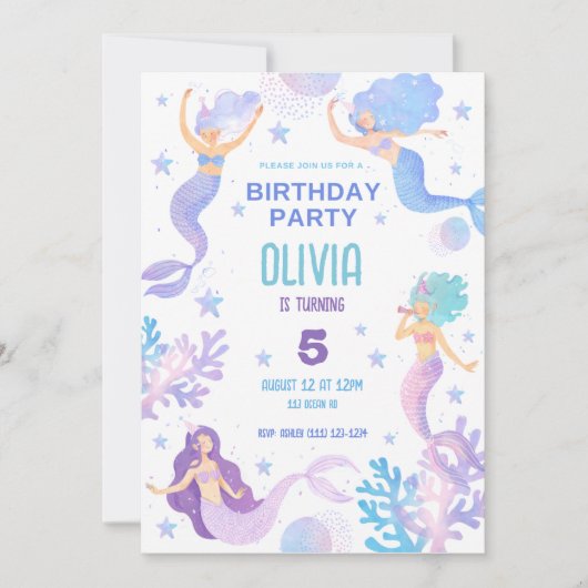 Leuke zeemeermin onder het Zee Verjaardagsfeest Kaart (Voorkant)
