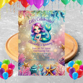 Leuke zeemeermin onder het Zee Verjaardagsuitnodig Kaart