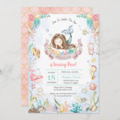 Leuke zeemeermin onder het Zee Zwembad Party Verja Kaart (Voorkant / Achterkant)