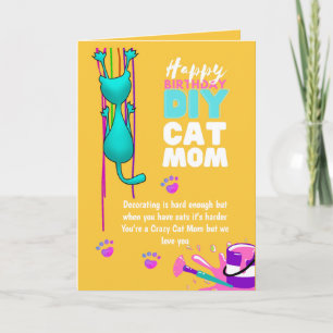 Leuke zelfgemaakte verjaardagskaart voor KATTENMOE Kaart