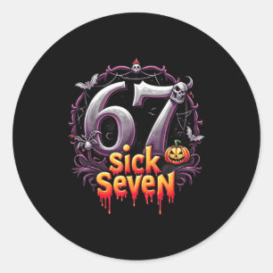Leuke zes zeven 6 7 Meme-ontwerp Leuke zieke zeven Ronde Sticker