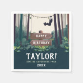 Leuke Zipline Bos Verjaardag Buiten Groenery is tr Servet (Voorkant)